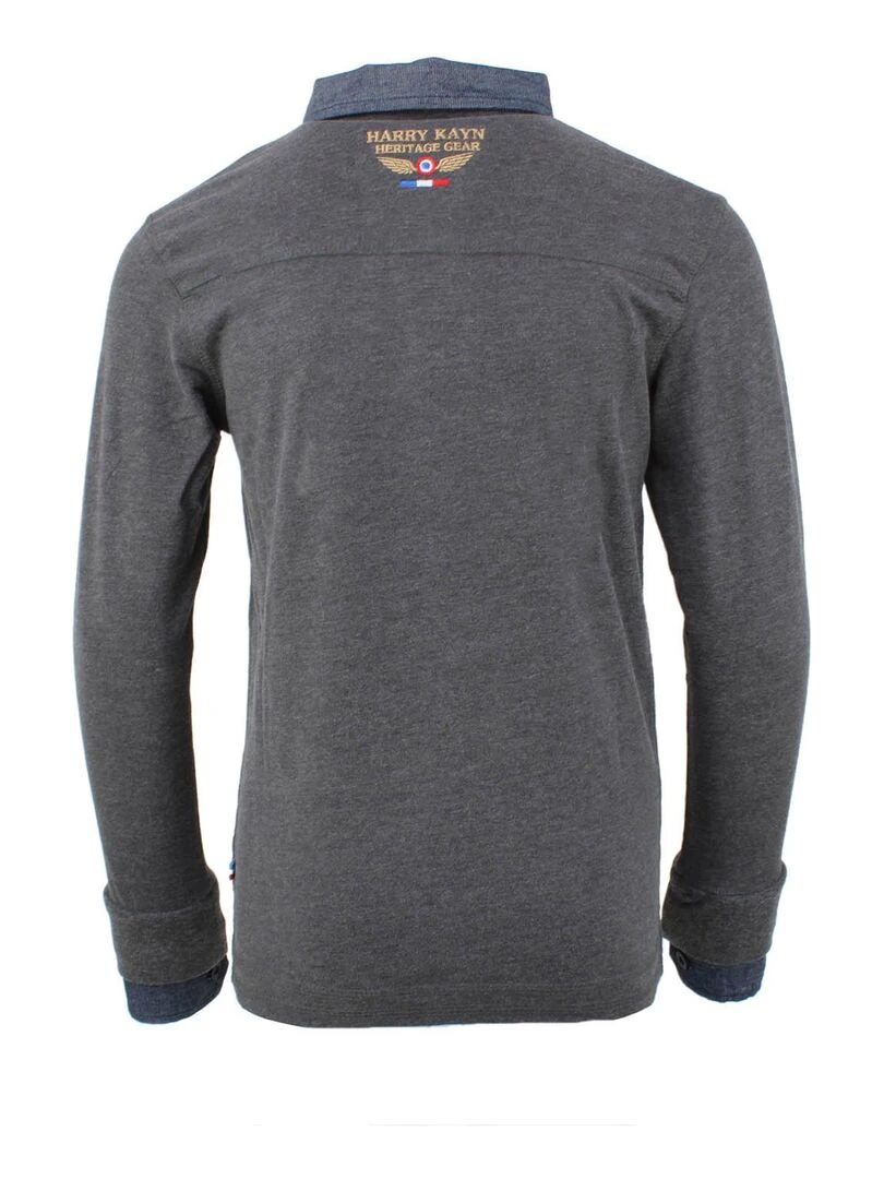 Polo manches longues garçon ECAZBA HARRY KAYN gris anthracite