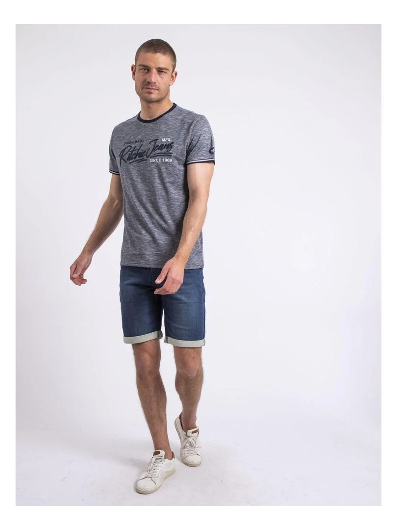 T shirt col rond NIRADAM   Bleu marine