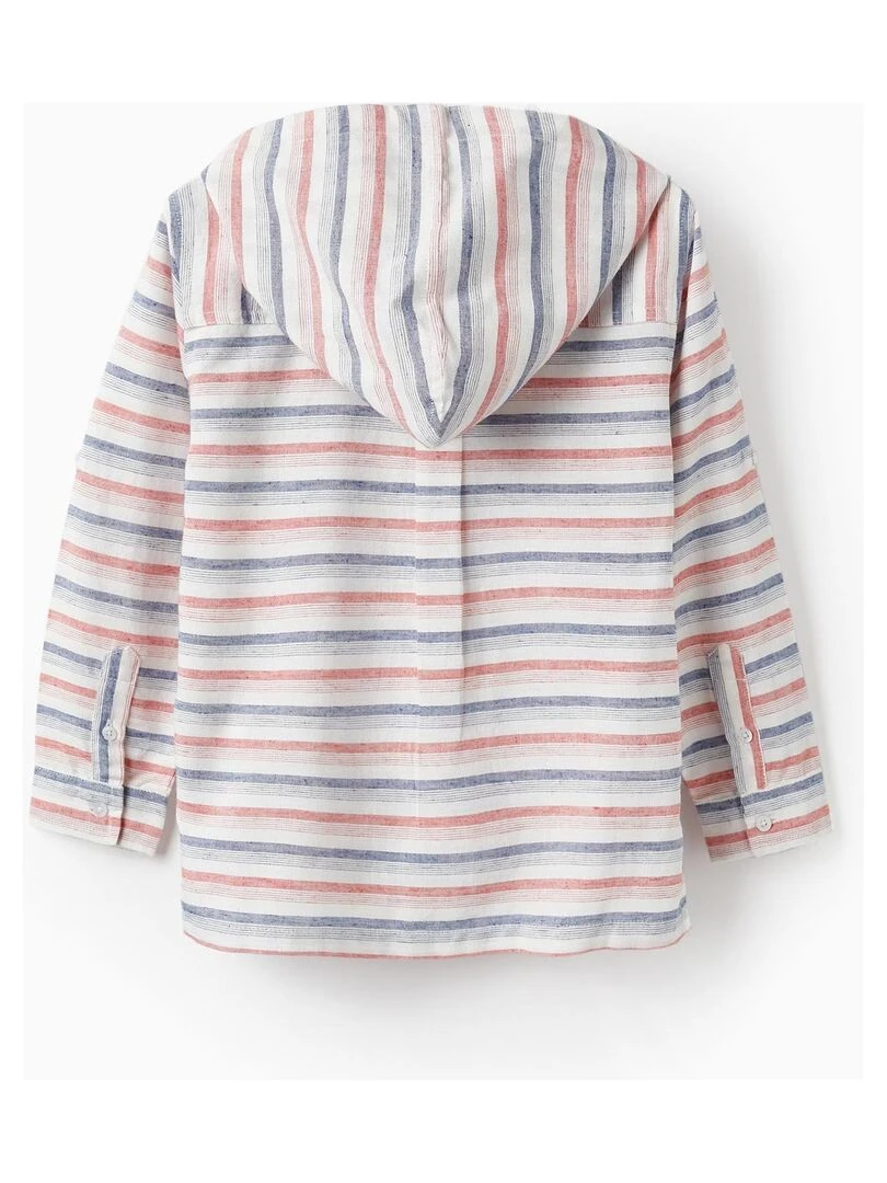 Chemise à rayures avec capuche pour garçon manches longues ATLANTIC COMPANY Rouge