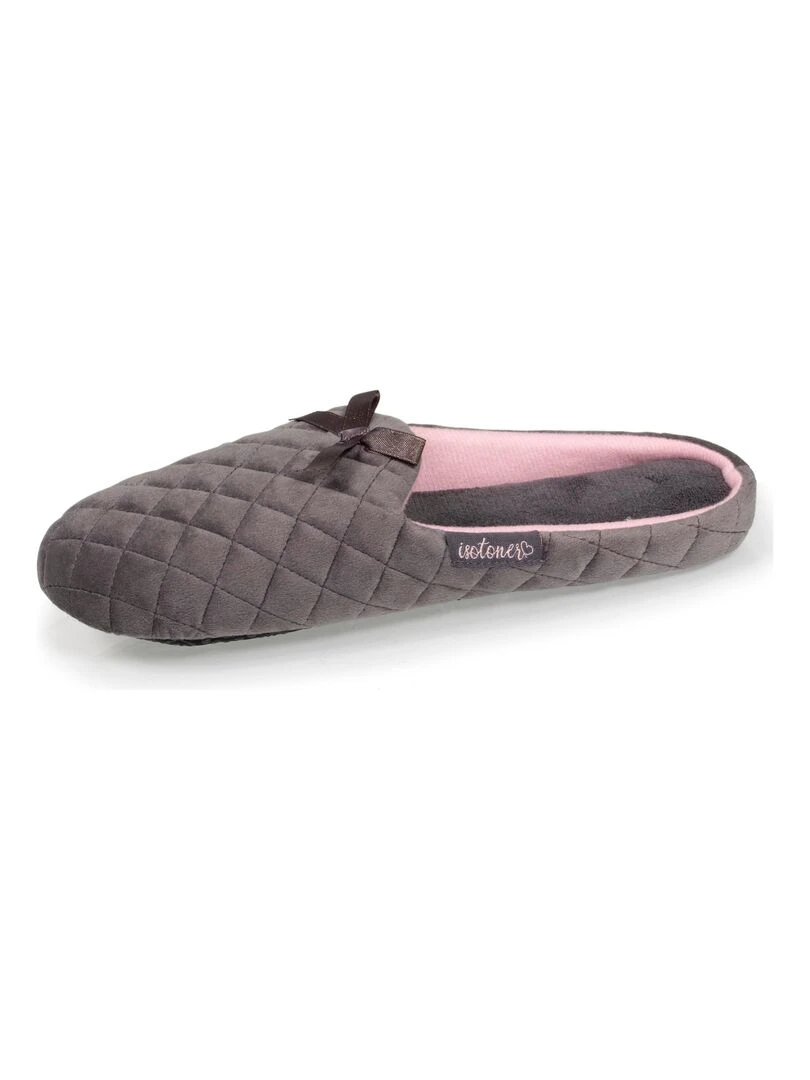 Chaussons mules Femme Gris foncé matelassé Gris foncé