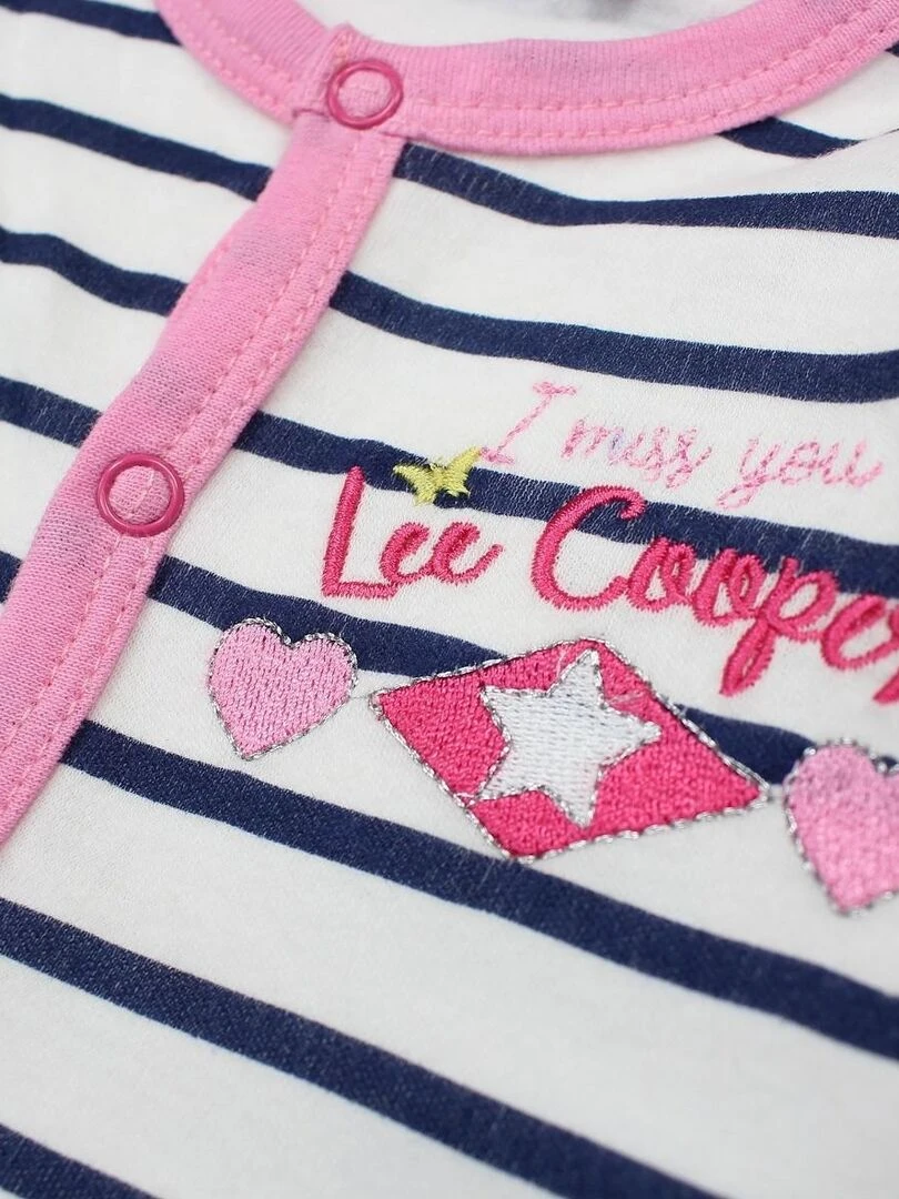 Lee Cooper   Grenouillere bébé fille imprimé logo en coton   Bleu
