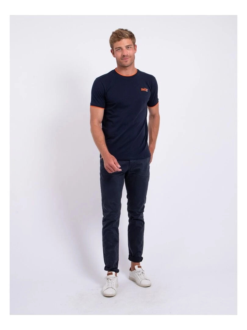 T shirt col rond pur coton NENABAR   Bleu marine