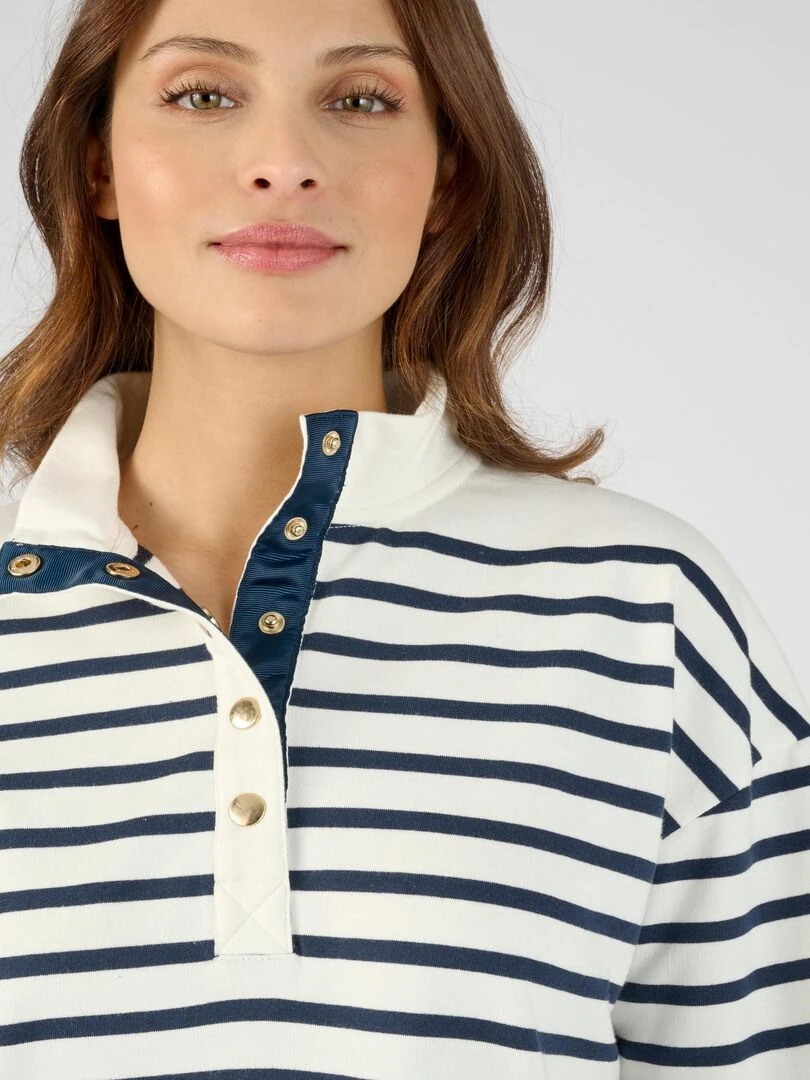 Sweat shirt esprit marinière Happy D. by Damart Bleu marine