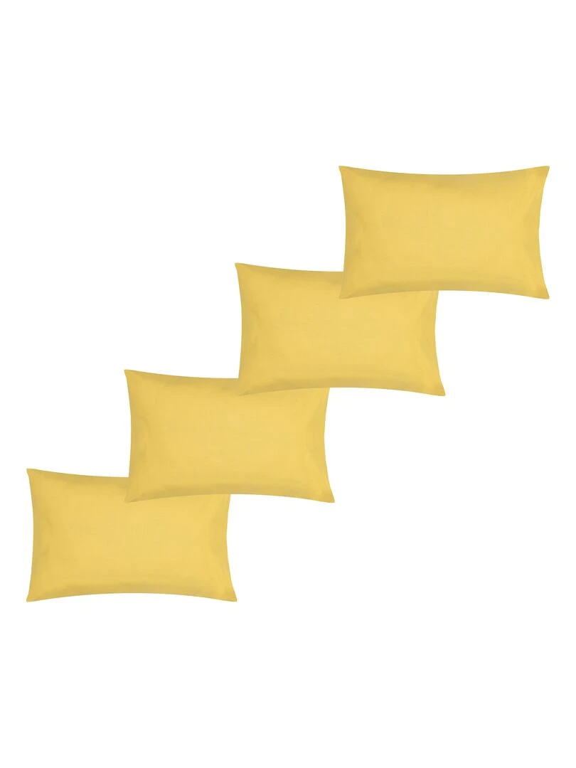 Lot x4 Taies d'oreiller 40x60 cm 100% coton Bio 'Ptit Basile' Jaune or