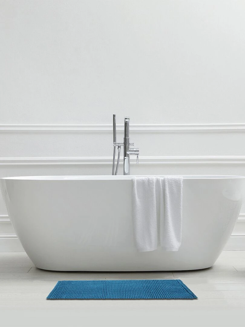Guy Levasseur Tapis de bain en polycoton uni Bleu