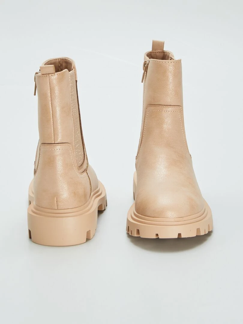 Boots chelsea à semelle crantée   Beige
