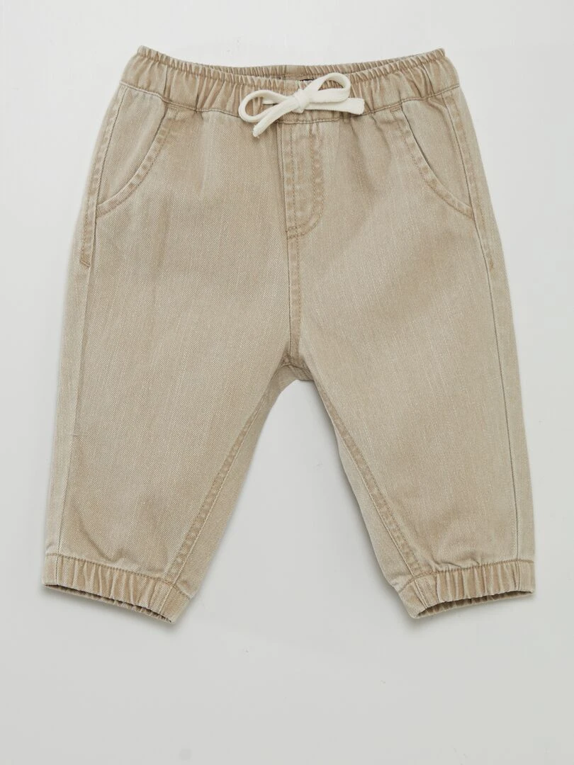 Pantalon paperbag en jean Beige