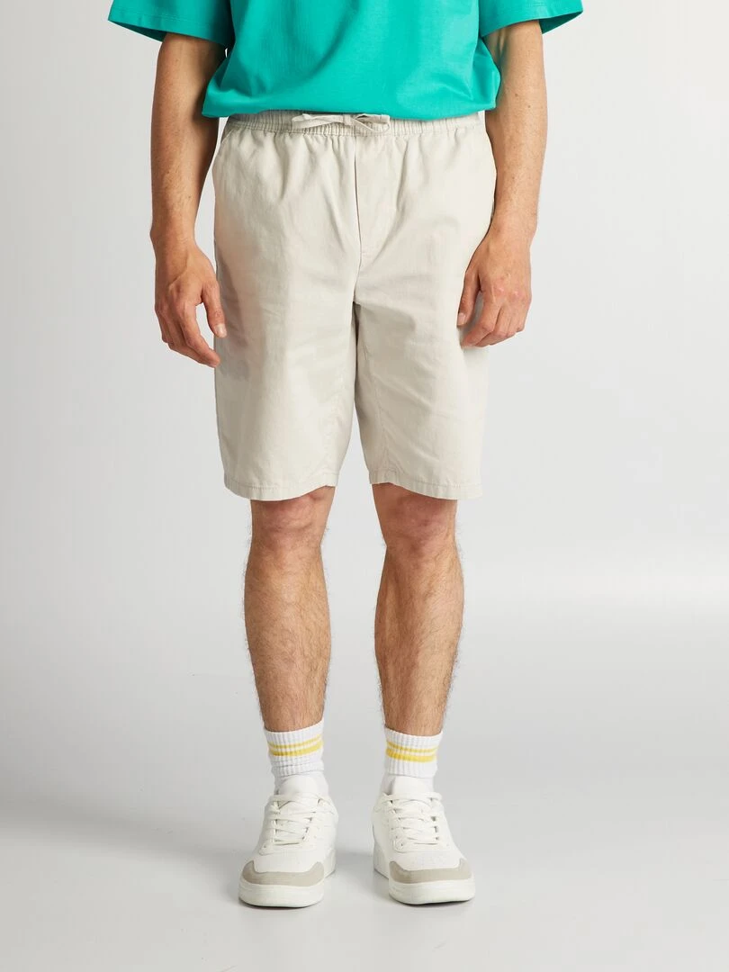 Bermuda chino avec taille élastiquée Gris