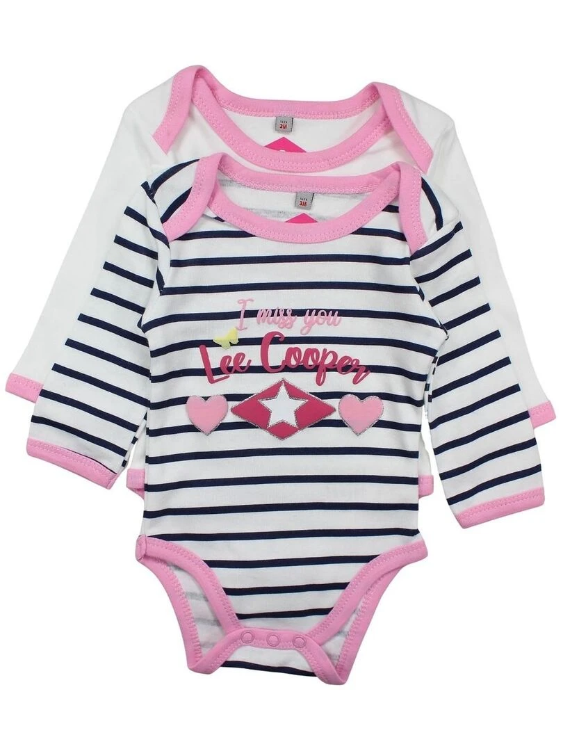 Lee Cooper Lot de 2 bodys bébé fille en coton Bleu