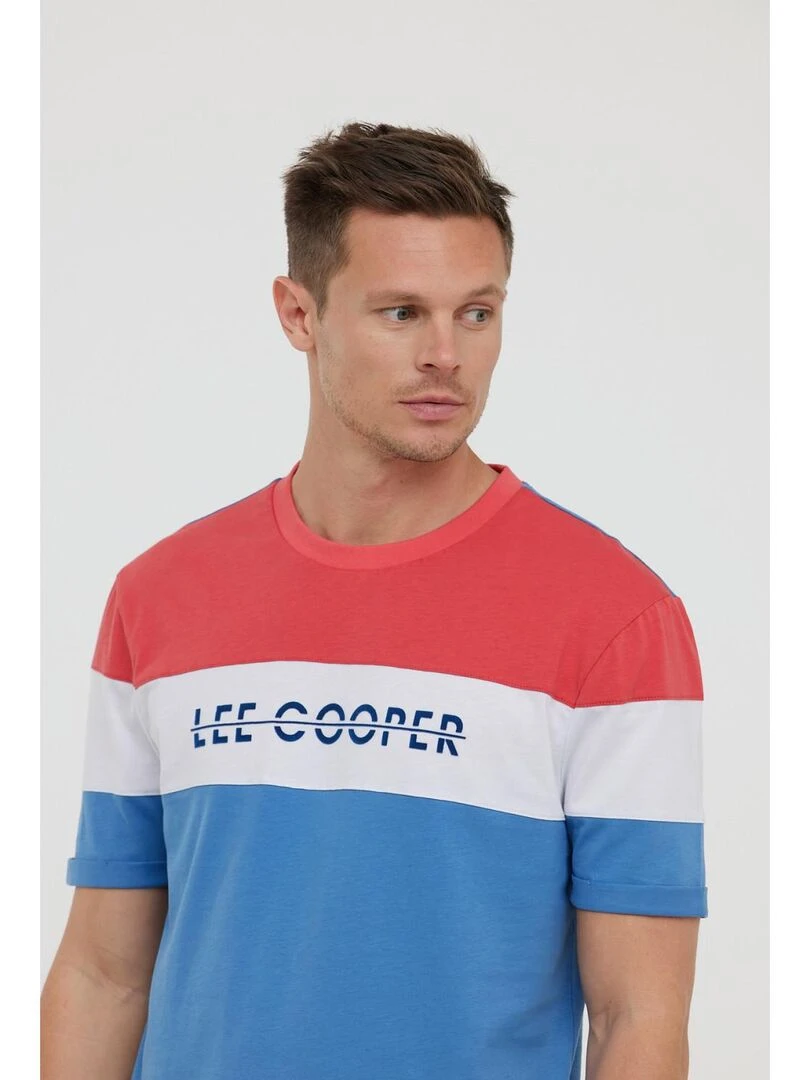 Lee Cooper   T shirt manches courtes coton regular ACHO MC   Bleu céladon