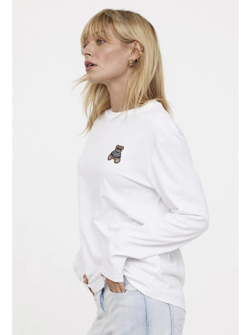 Lee Cooper   T Shirt manches longues coton regular AMOURS   Blanc