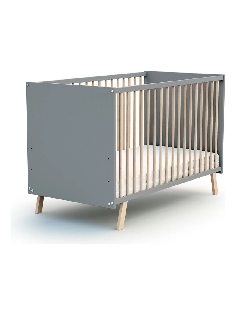 AT4 Lit bébé en bois Gris Marron