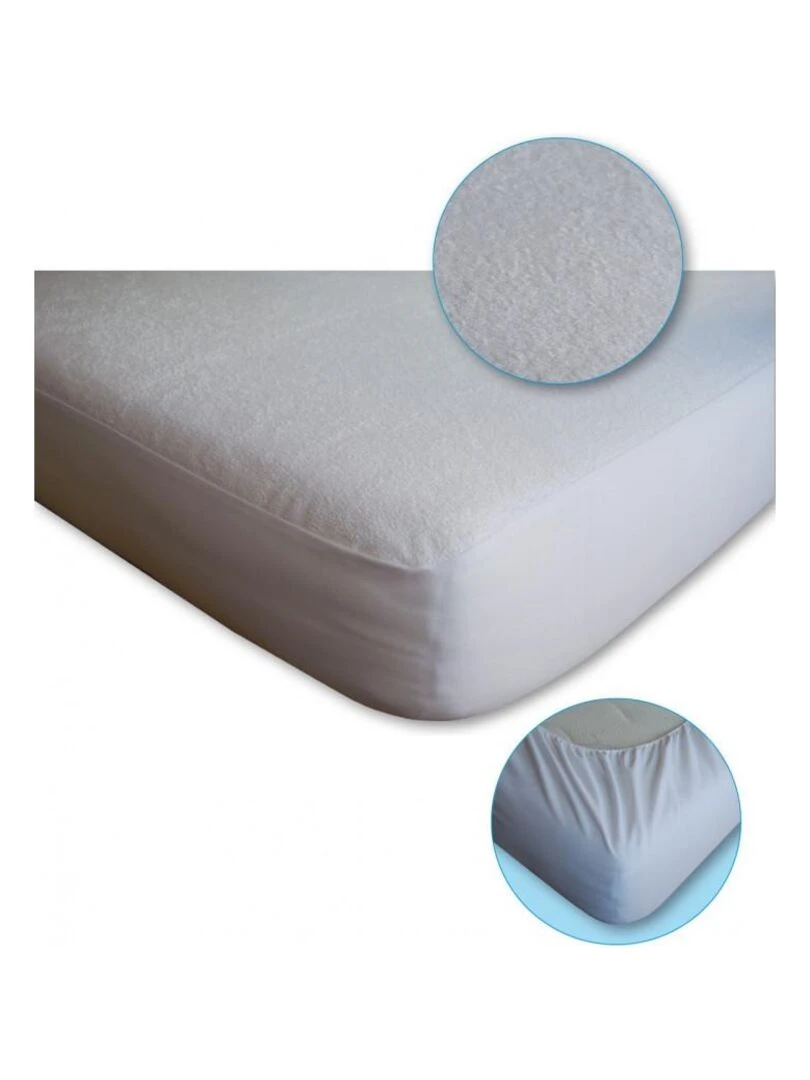 Lot De 2 Protèges Matelas Imperméable  Absorbant Et Anti acariens 90 X 190 Cm   Blanc
