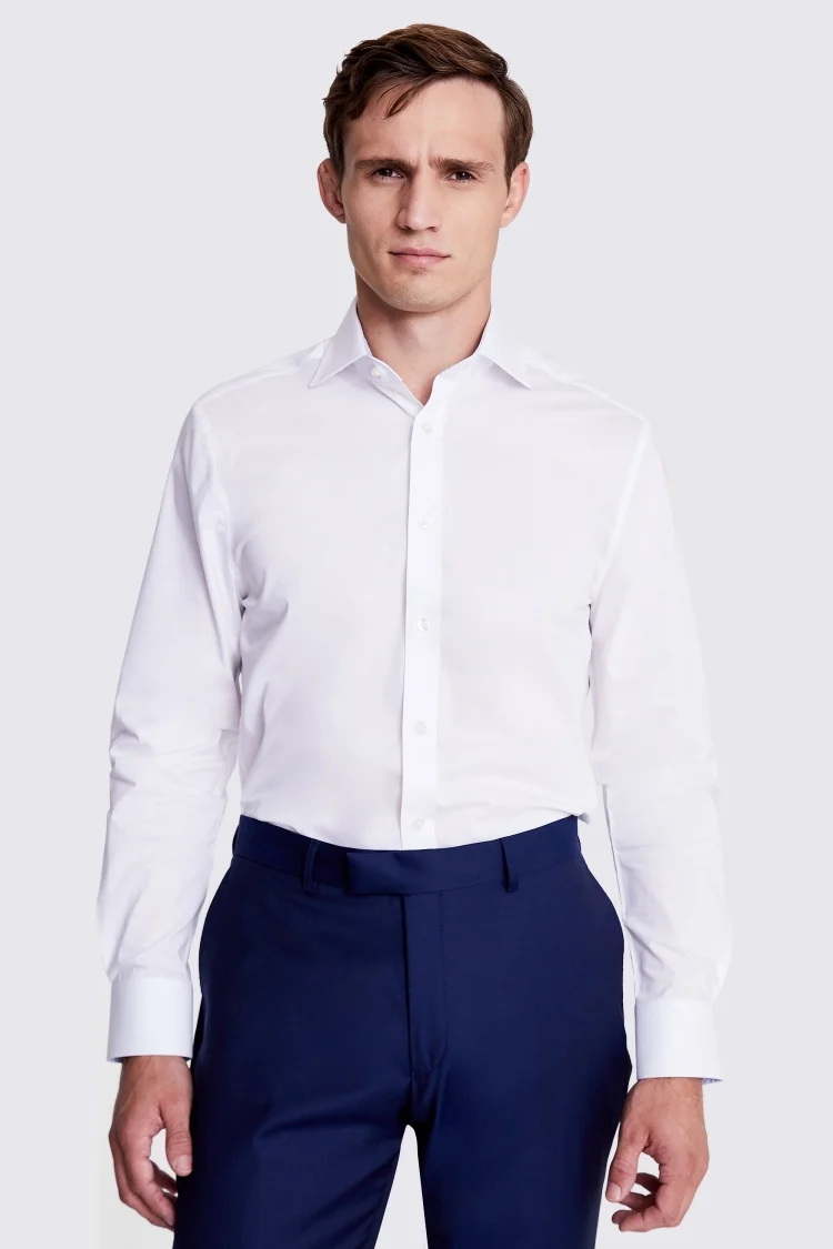 Tailored Fit White Stretch Contrast Shirt Buy Online at Moss