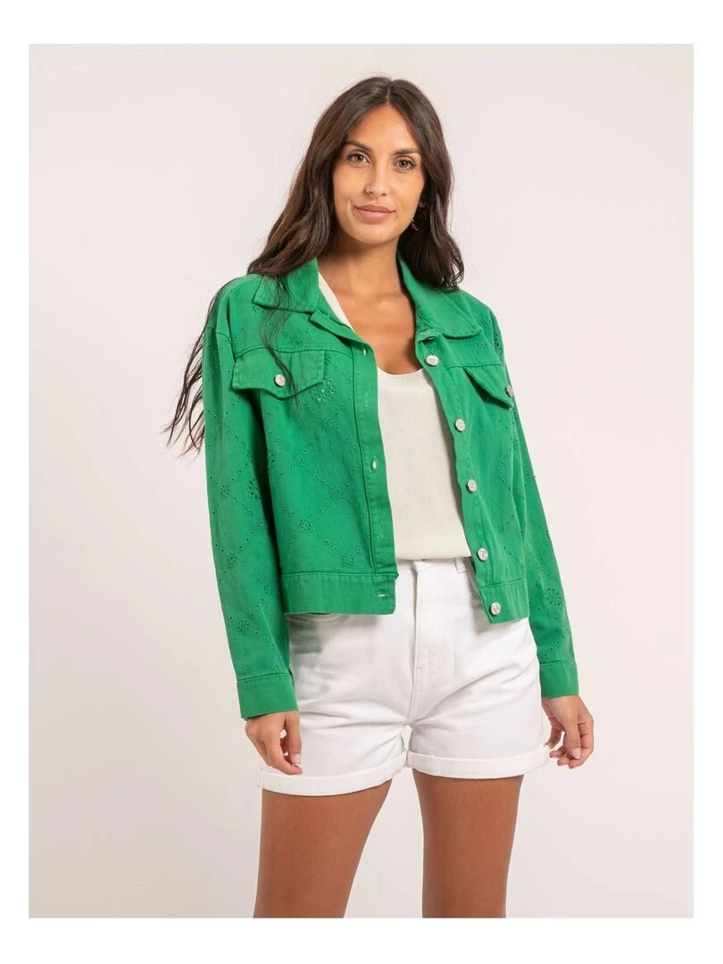 Veste broderies anglaises UKRINE Vert