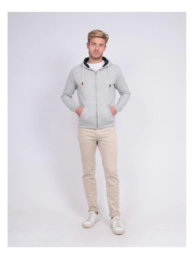 Sweat zippé capuche WAMS   Gris clair