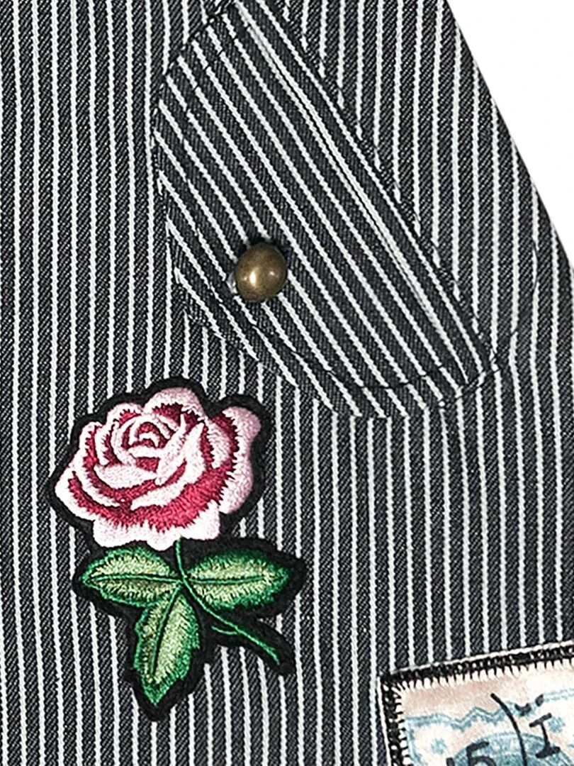 Jupe Courte en Jean Fille Rayures Bleu Blanches MINI SKA 'LA FAUTE A VOLTAIRE' Bleu marine