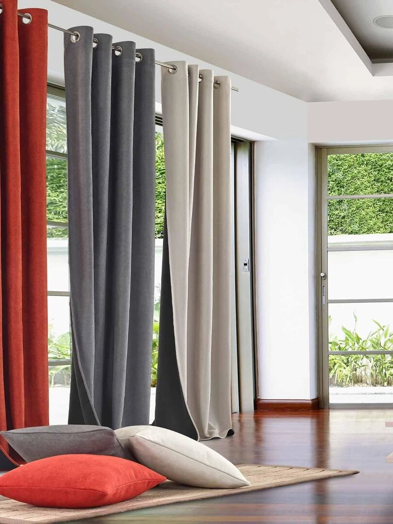 Rideau anti froid doublé polaire   Taupe