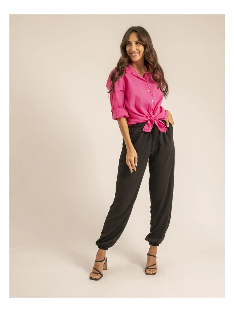 Chemise manches longues coton ORINE   Rose fushia