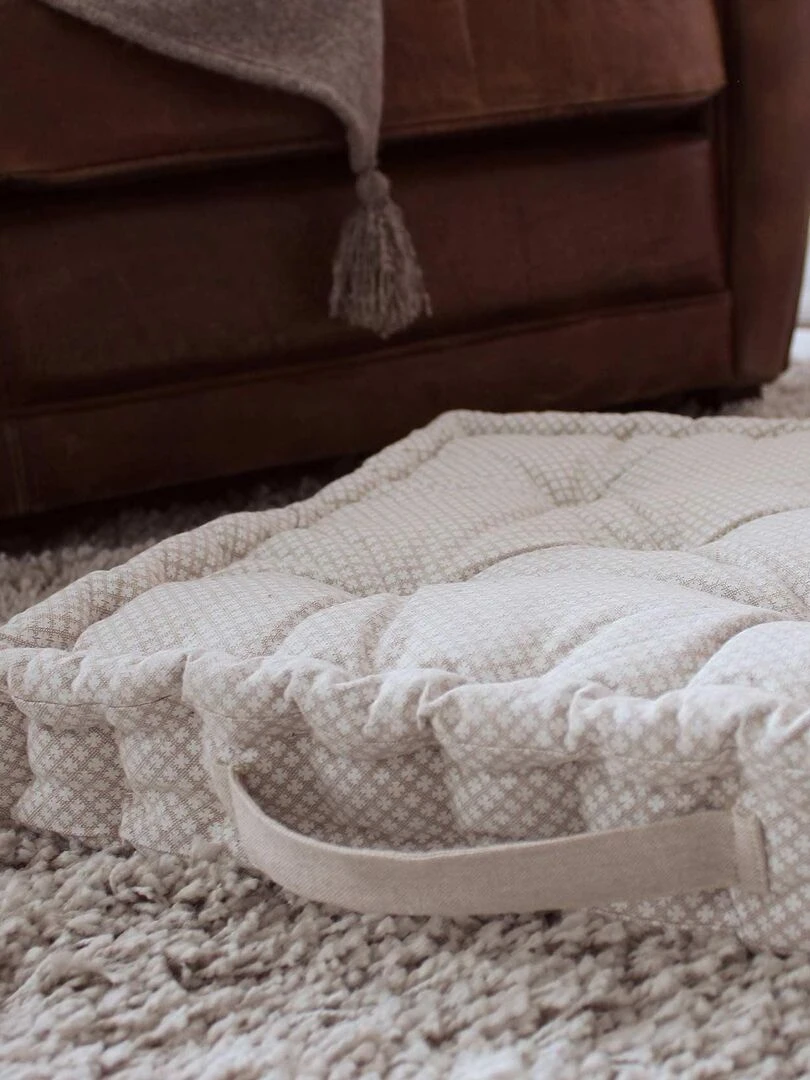 Coussin de sol avec poignée et petites croix   Beige