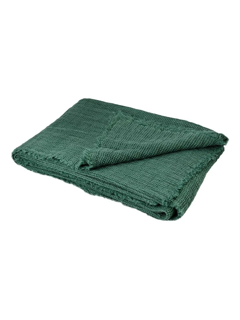 Plaid en 100% lin Jade Vert foncé