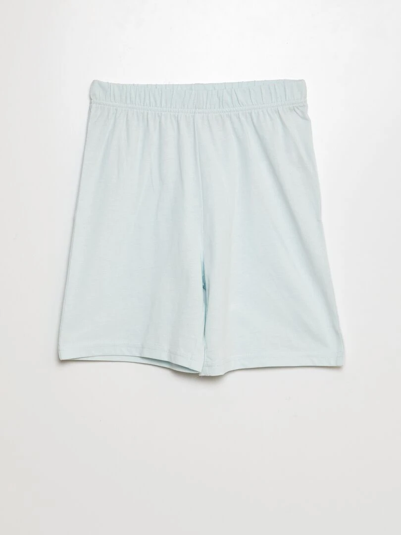 Pyjama court short + t shirt   2 pièces   Bleu