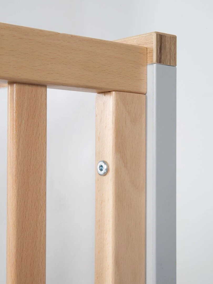 ROBA Lit bébé évolutif "Tobi"   70x140   Hauteur Réglable   0 à 7 Ans   Gris Clair/ Décor Bois   Gris clair