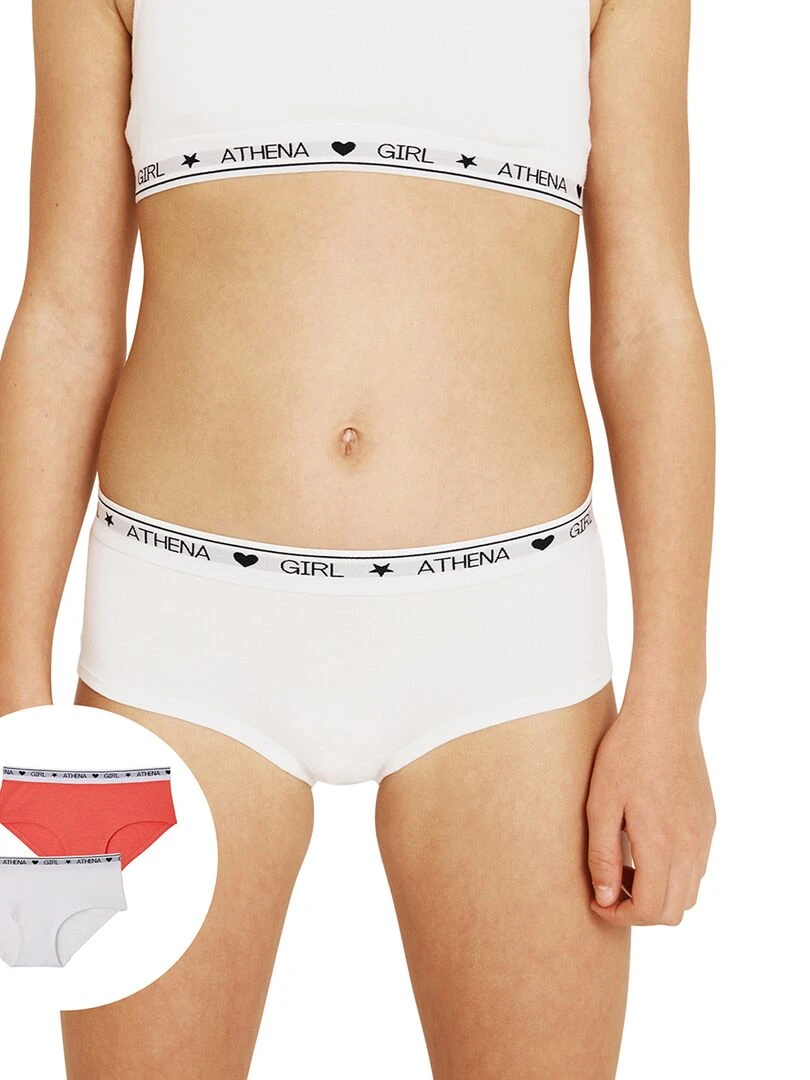 Lot de 2 boxers fille Coton Ultra Doux Girl by Orange corail