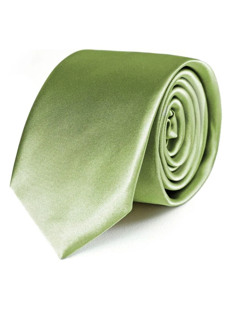 Cravate Slim Satin Unie Fabriqué en Europe Vert tilleul