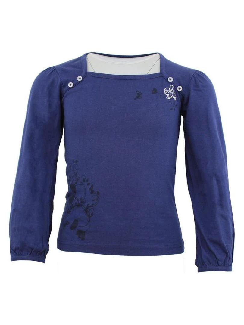 T shirt manches longues fille FURYLON MISS GIRLY Bleu
