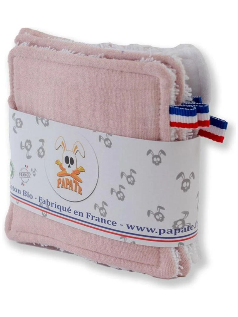 Lingettes lavables en Coton Bio Blanc et Rose Blanc Rose