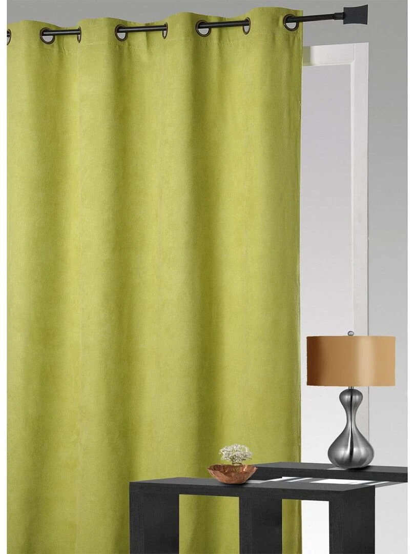 Rideau 100 % occultant et isolant aspect Velours Vert clair