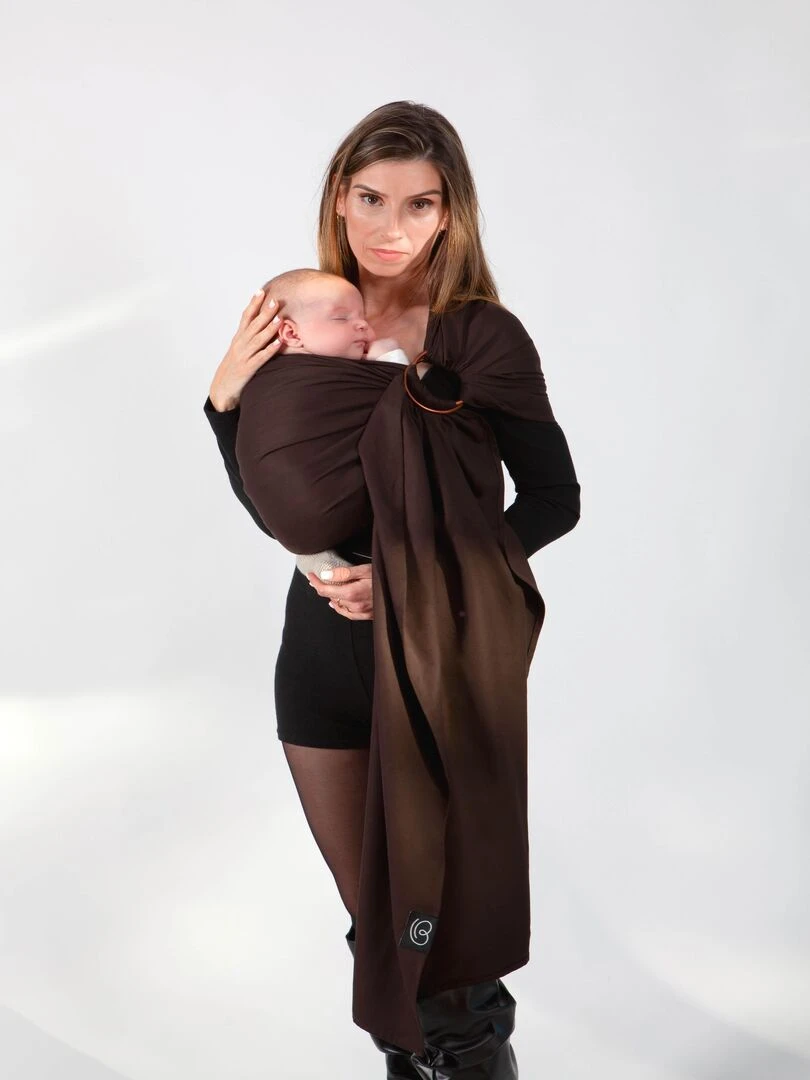 Echarpe Tissée Sans Nœud Espresso Noir Marron