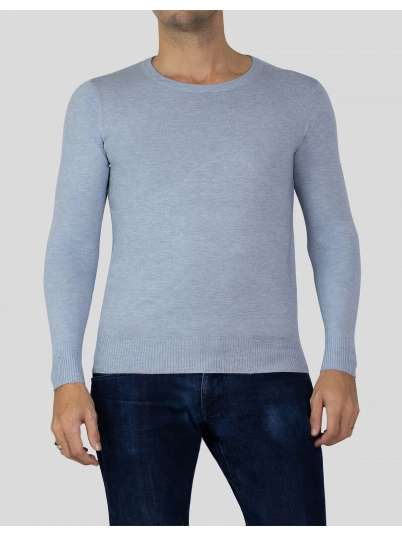 Pull manches longues col rond Kebello Bleu ciel