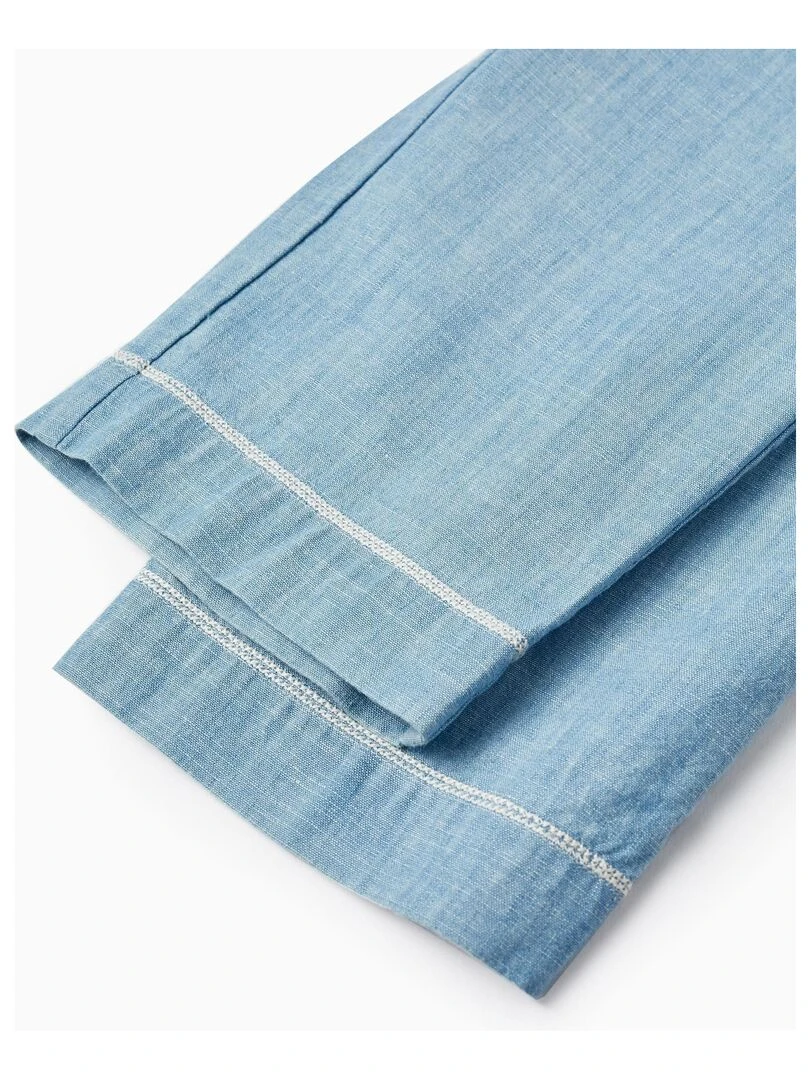 Salopette en Jean en Coton avec Broderies pour Fille  ATLANTIC COMPANY   Bleu