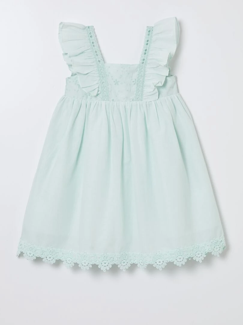 Robe volantée avec broderies bleu