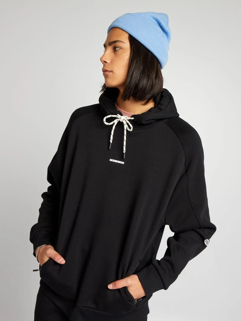 Sweat à capuche avec poches plaquées Noir