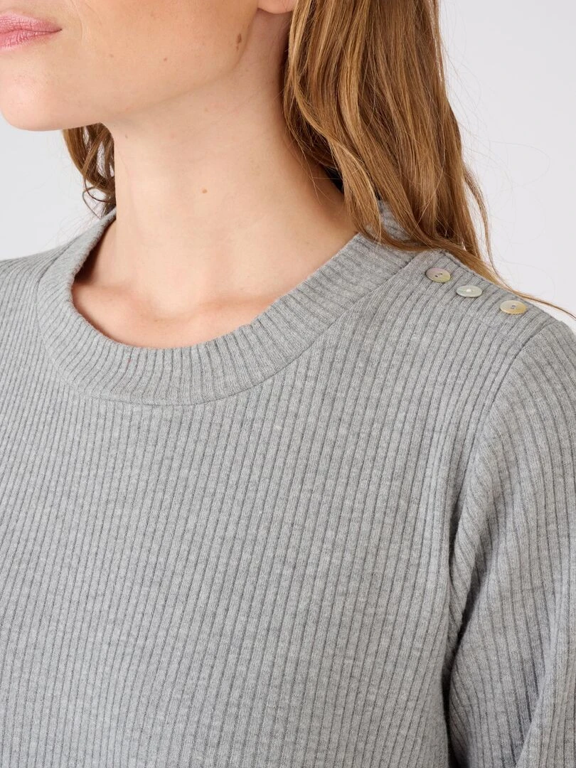Chemise de nuit maille côtelée Thermolactyl Damart Gris chiné