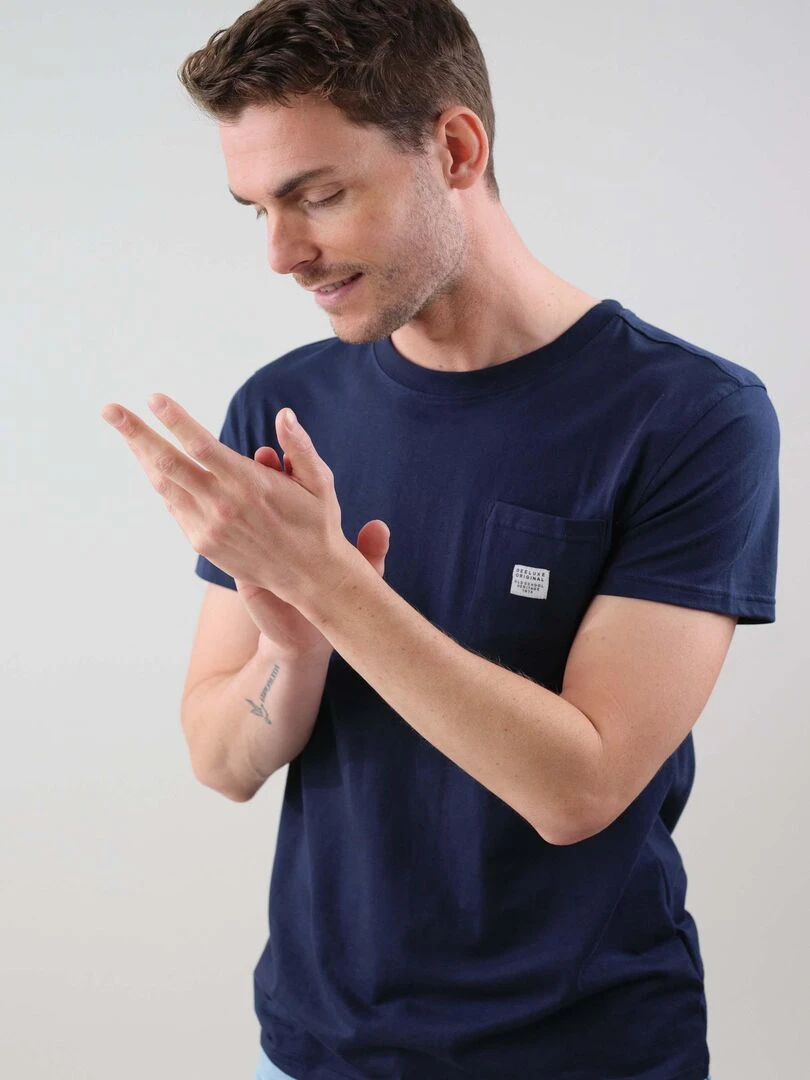 T shirt en coton bio 'Deeluxe'   Bleu marine