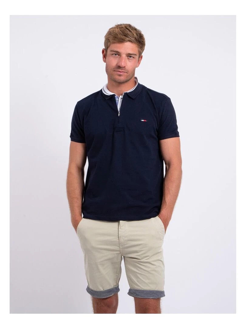 Polo manches courtes pur coton POSTALO Bleu marine