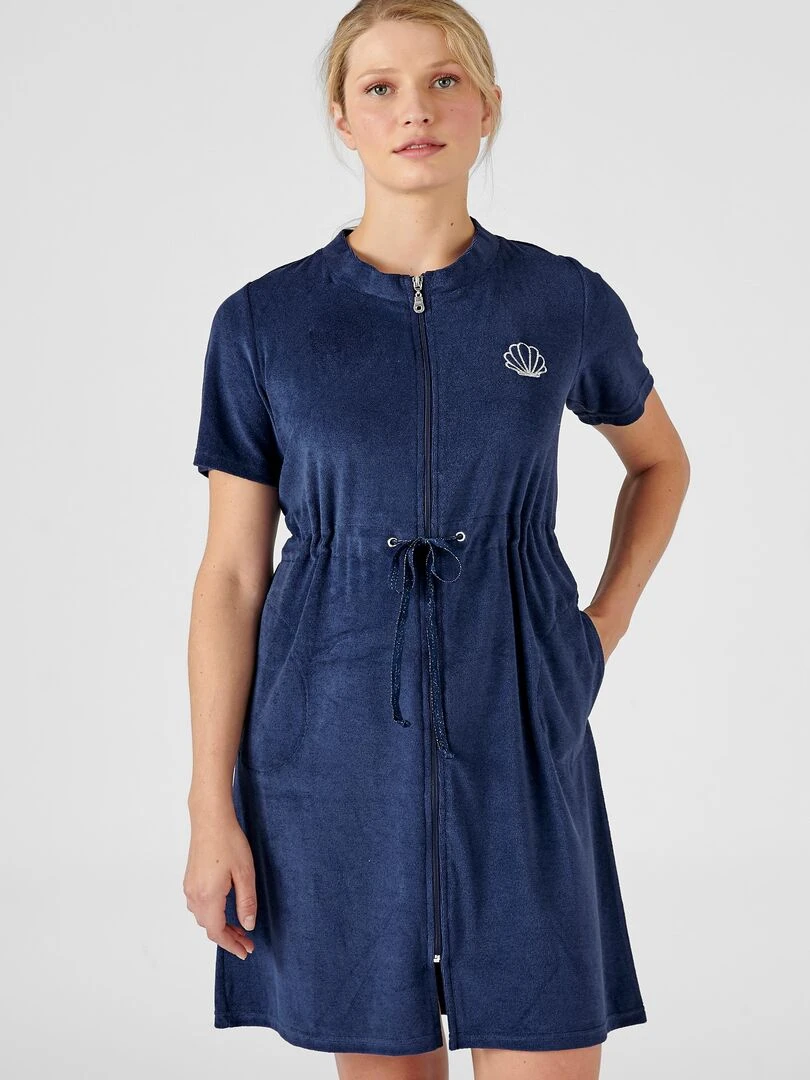 Robe de détente zippée en éponge Damart Bleu marine