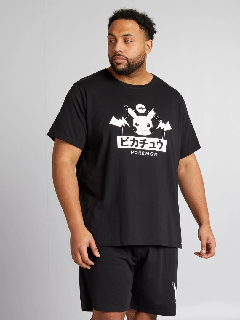 Pyjama court 'Pokémon' short + t shirt 2 pièces noir