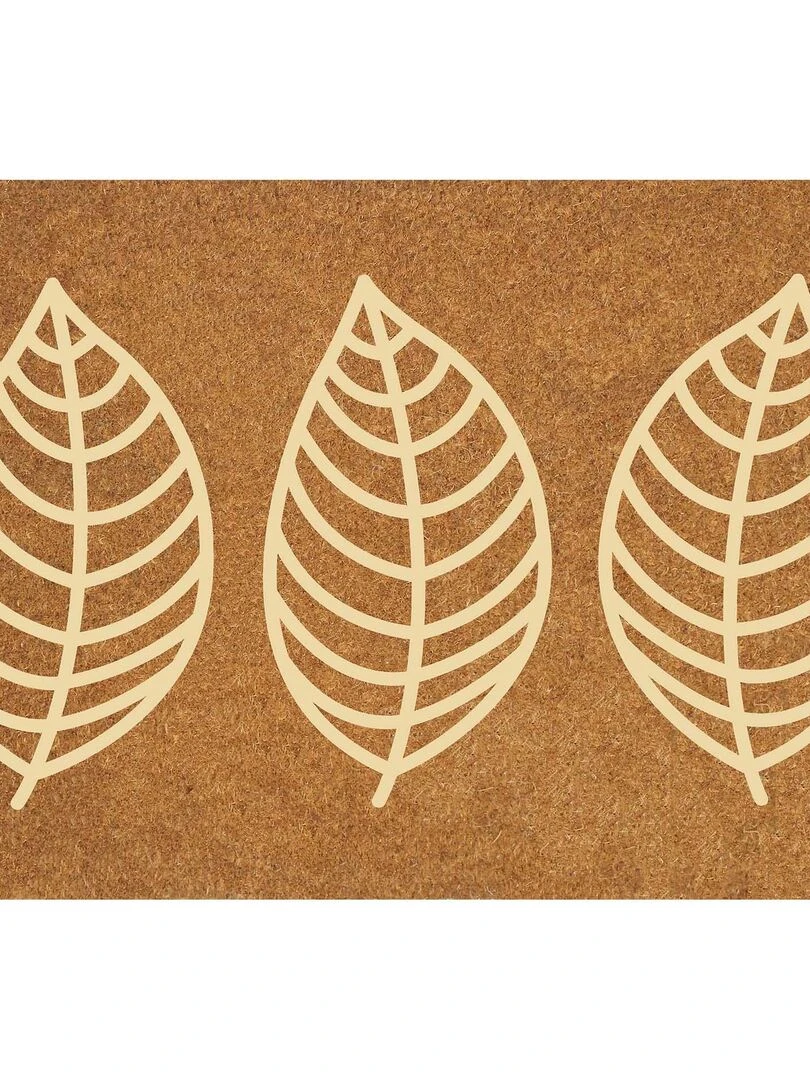 Paillasson coco imprime Multi Feuilles Marron