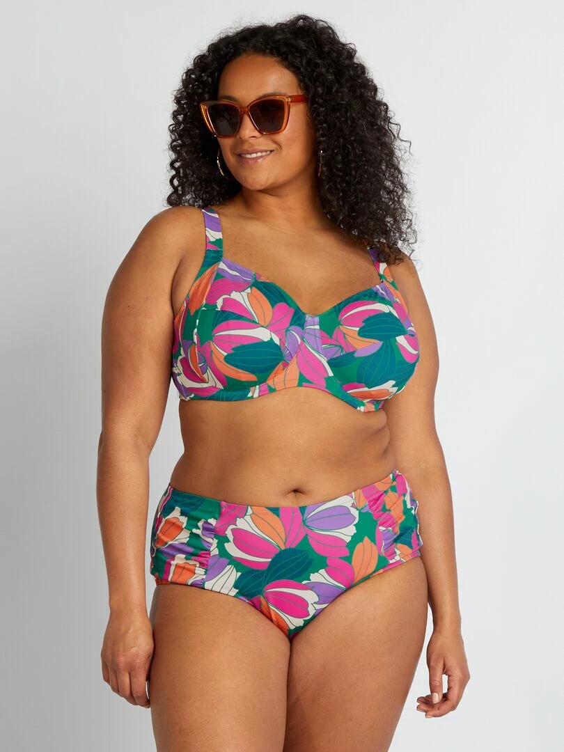 Culotte de bain imprimé maxi fleurs Vert