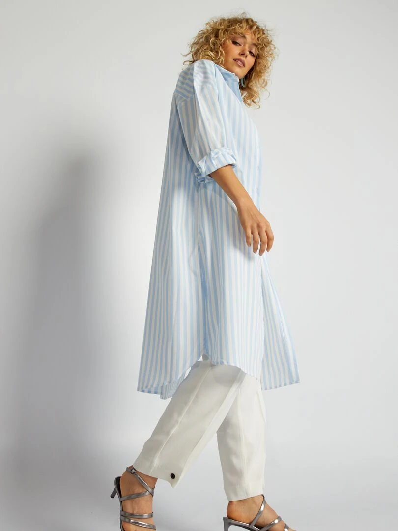 Chemise longue Bleu rayé