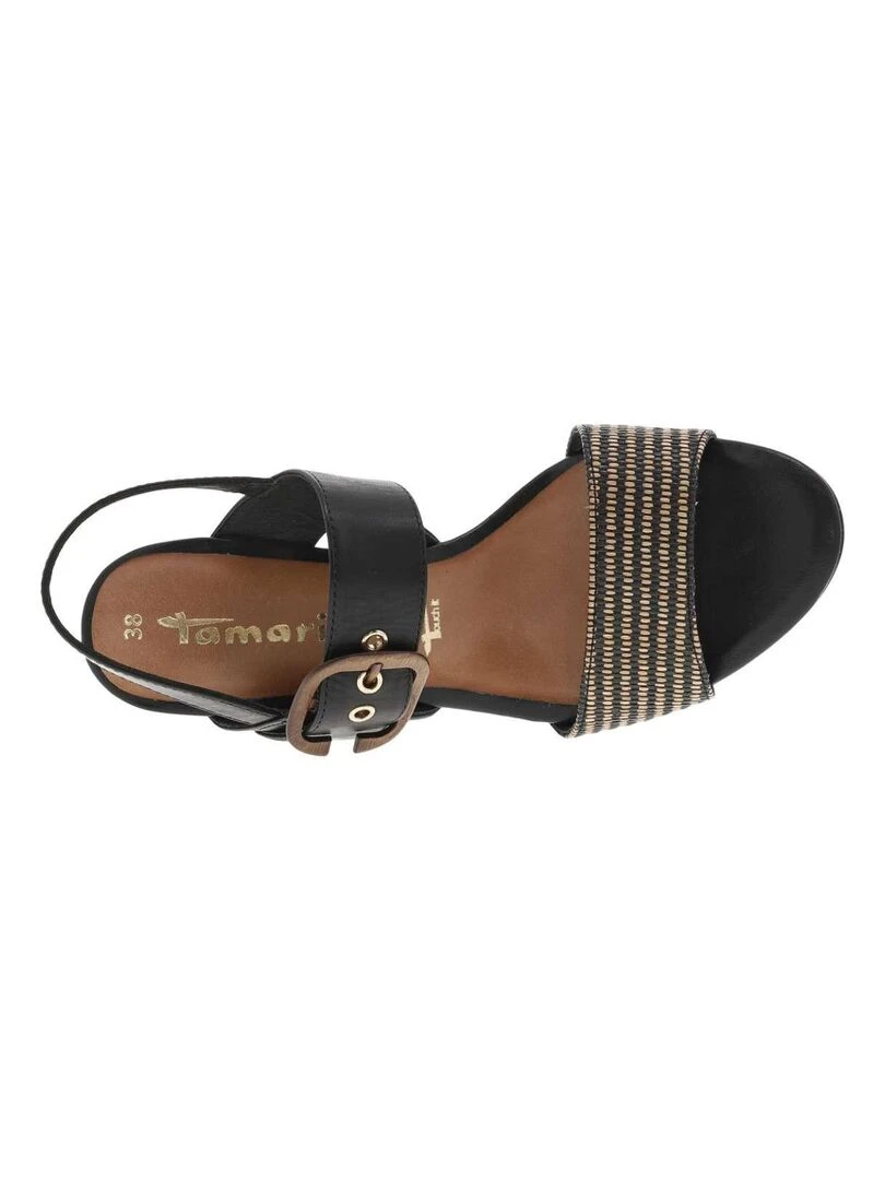 TAMARIS   Nu pieds cuir talon décroché haut   Noir
