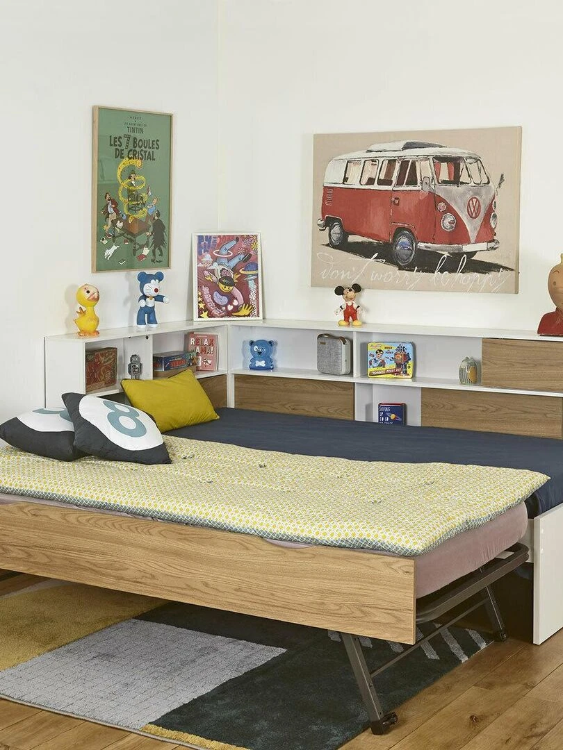 Pack lit cosy gigogne avec 2 matelas Play AKITEN RETAIL Blanc Marron