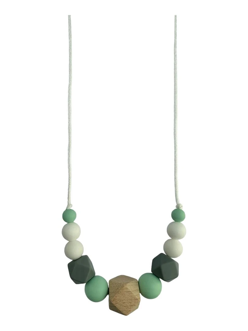 Collier d'allaitement ou de portage silicone et bois 'Mint & grey' Vert d'eau