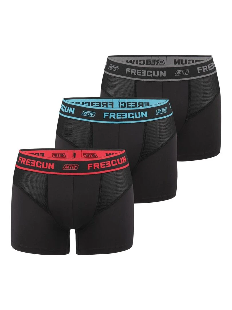 Lot de 3 Boxers homme Aktiv Sport Freegun Noir