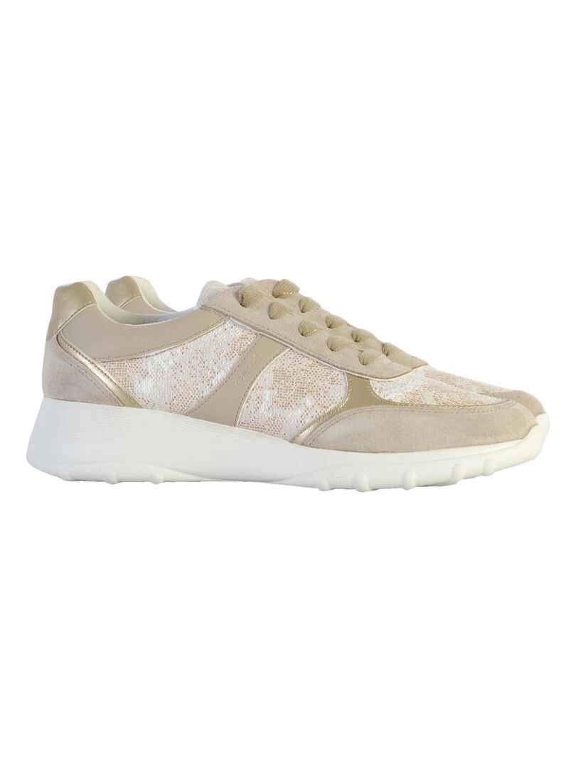 Basket Cuir Geox Alleniee   Beige